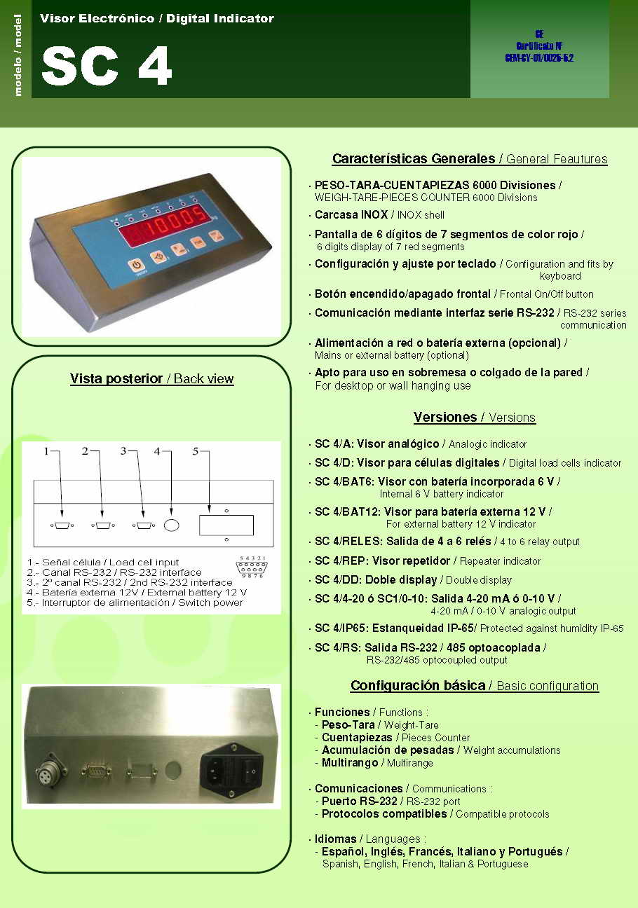 SC-4 稱重顯示儀表技術(shù)參數(shù)圖1